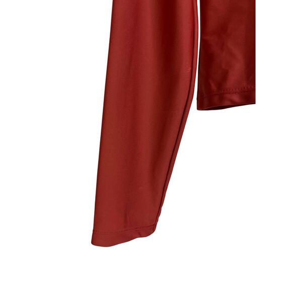 Heidi Merrick Izzy Rash Guard Women M Dark Orange Mock Neck Swim shirt - Picture 6 of 7